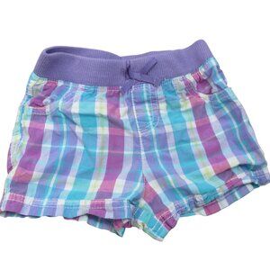Jumping Beans Pull On Shorts Toddler Girls Size 18M Purple Blue Check‎ Elastic